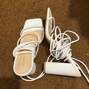 Brand new White lace up heels